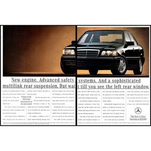 1994 Mercedes C Class Sedan 2 Page Vintage Print Ad Grill Hood Emblem Wall Art
